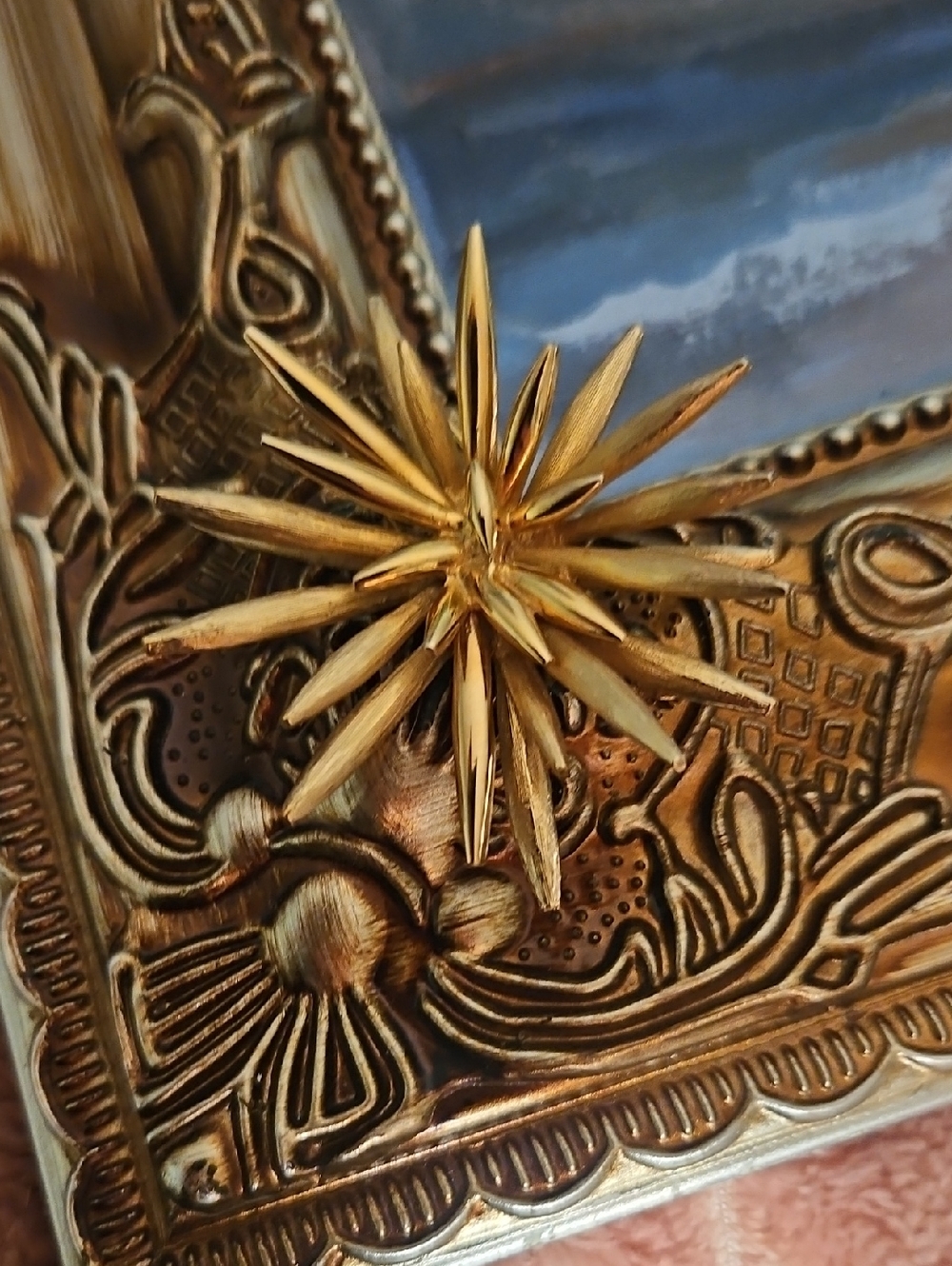 BROUCHER BROOCH, STARBURST GOLD BROOCH, VINTAGE BROUCHER BROOCH - Picture 4 of 12